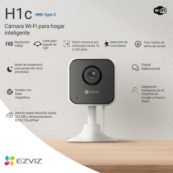 Cámara Inteligente Wifi Ezviz H1C Inalambrica Full HD - Imagen 2